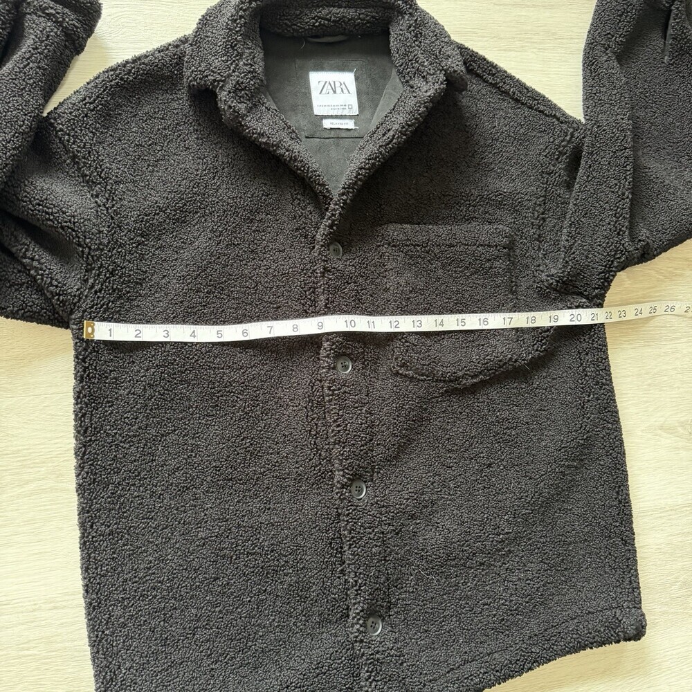 Zara Sherpa Fleece Shacket Fleece Shirt Jacket Relaxed Fit Women's Size S-M - Picture 9 of 14